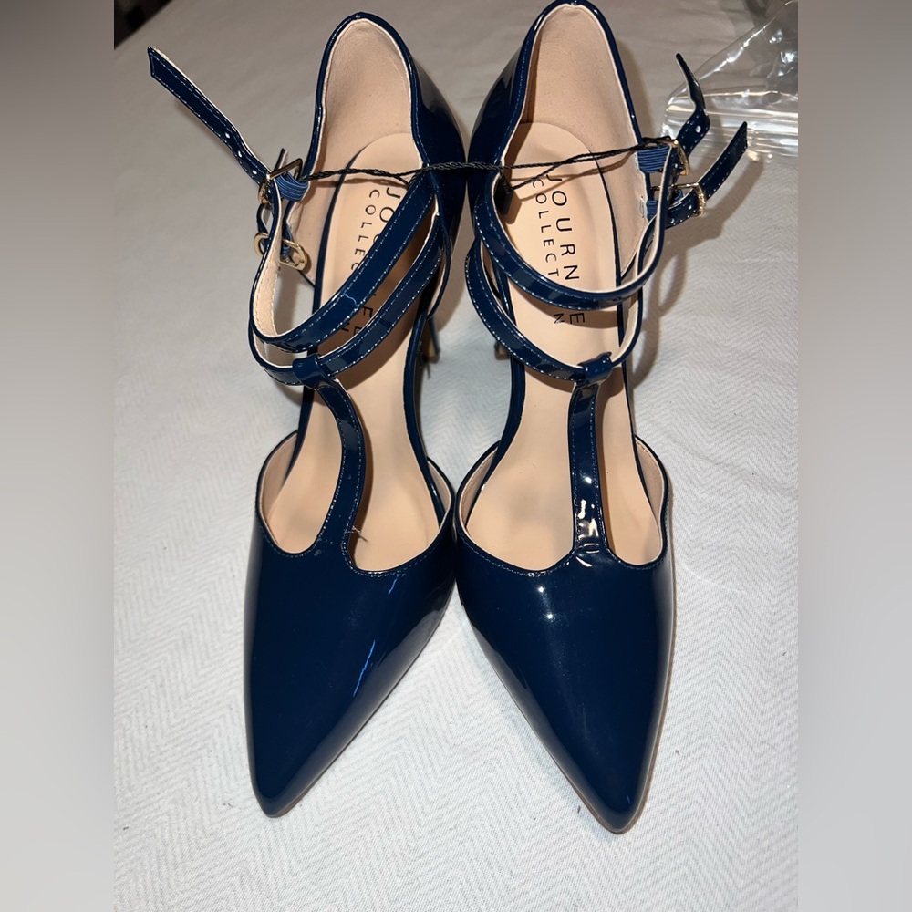 Journee Collection Dark Blue Strappy Heels